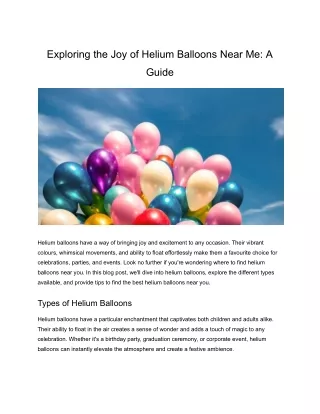 Exploring the Joy of Helium Balloons Near Me