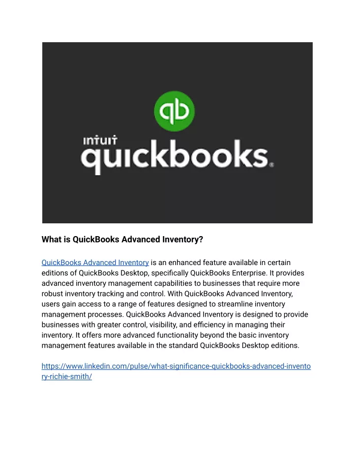 what is quickbooks advanced inventory