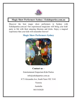 magic show performers sydney eekidsparties com au