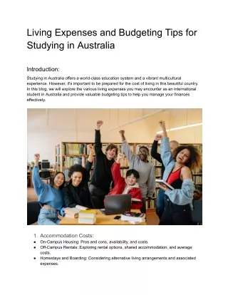 Living Expenses and Budgeting Tips for Studying in Australia
