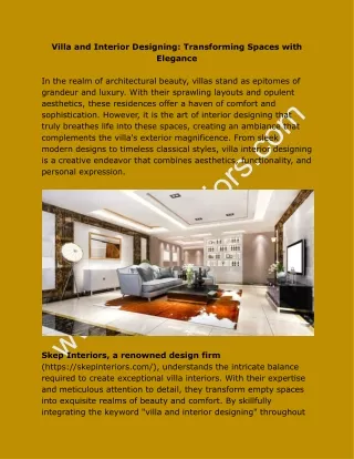 Villa and Interior Designing_ Transforming Spaces with Elegance