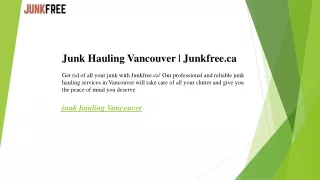 Junk Hauling Vancouver  Junkfree.ca