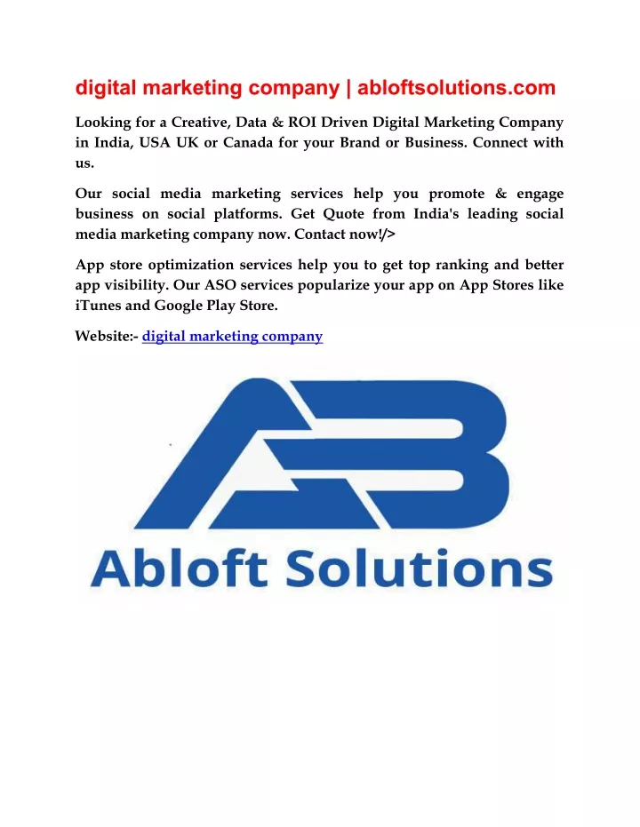 digital marketing company abloftsolutions com
