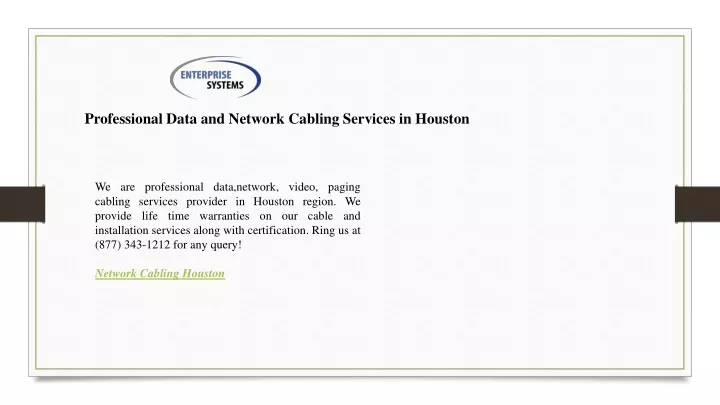 professional data and network cabling services