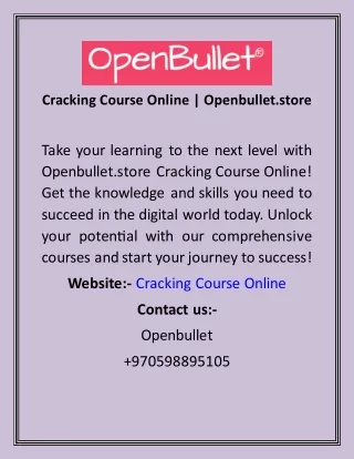 Cracking Course Online  Openbullet.store