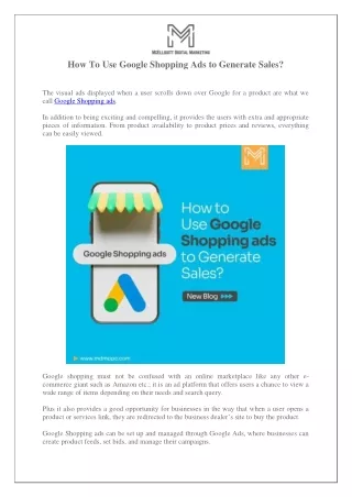 How To Use Google Shopping Ads To Generate Sales?