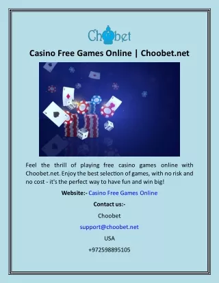 Casino Free Games Online  Choobet.net