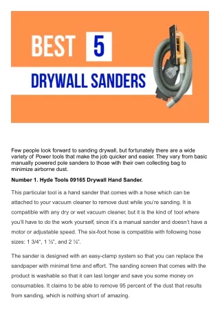 Best Drywall Sanders (Top 5 Picks)