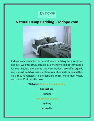 Natural Hemp Bedding  Jodope