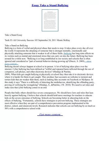 essay take a stand bullying