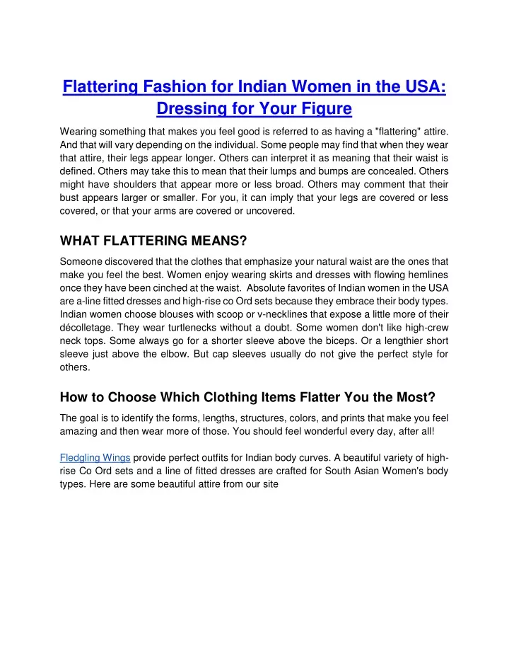 flattering fashion for indian women