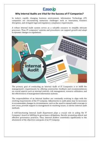 Why Internal Audits are Vital for the Success of IT Companies