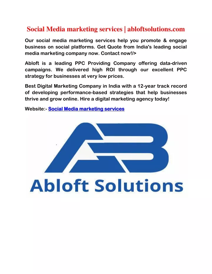 social media marketing services abloftsolutions