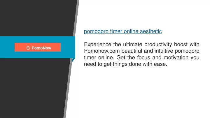 pomodoro timer online aesthetic experience
