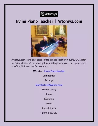 Irvine Piano Teacher  Artomya