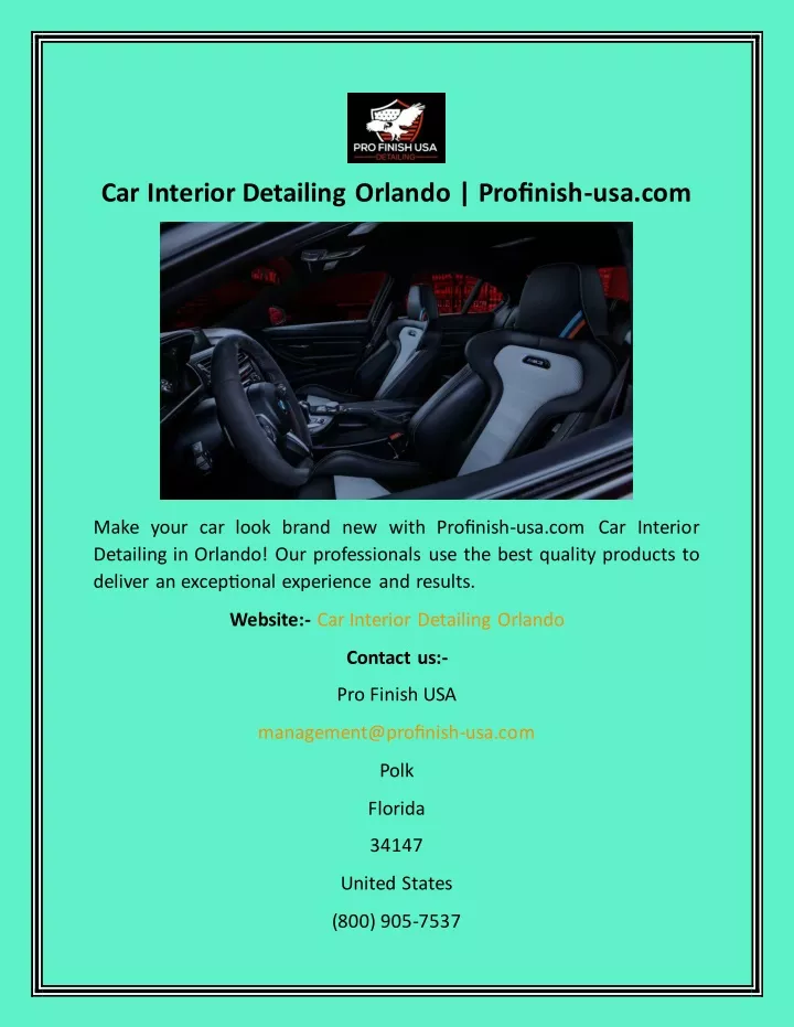 car interior detailing orlando profinish usa com