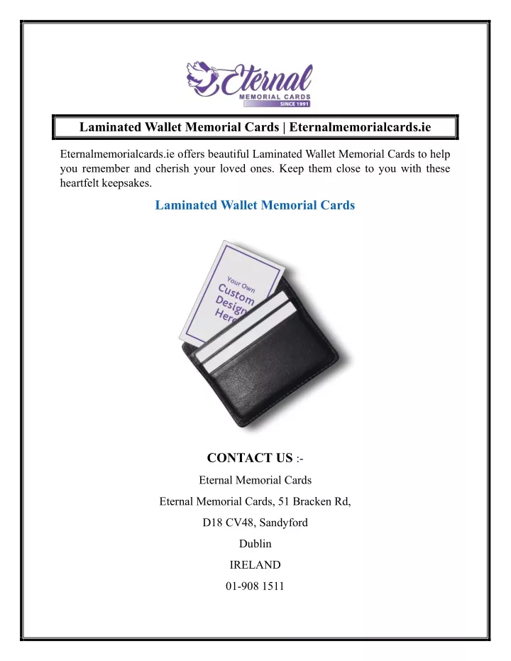 laminated wallet memorial cards