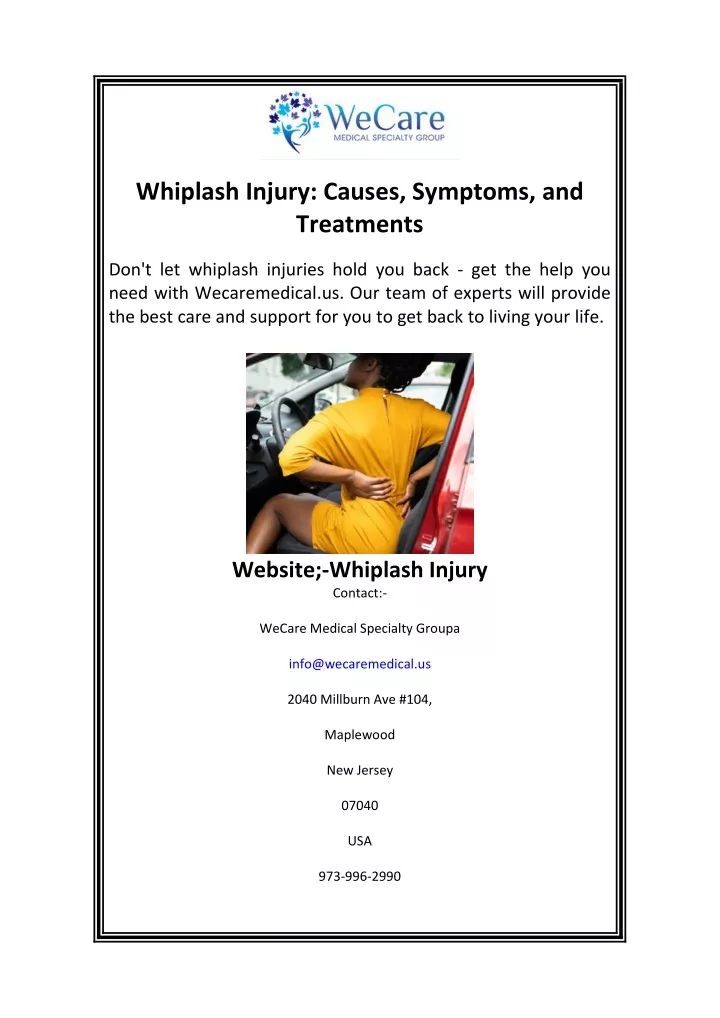 whiplash injury causes symptoms and treatments