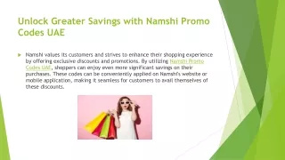 Unlock Greater Savings with Namshi Promo Codes UAE