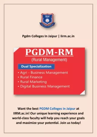 pgdm colleges in jaipur iirm ac in