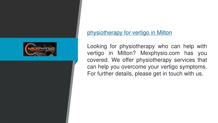 physiotherapy for vertigo in milton looking