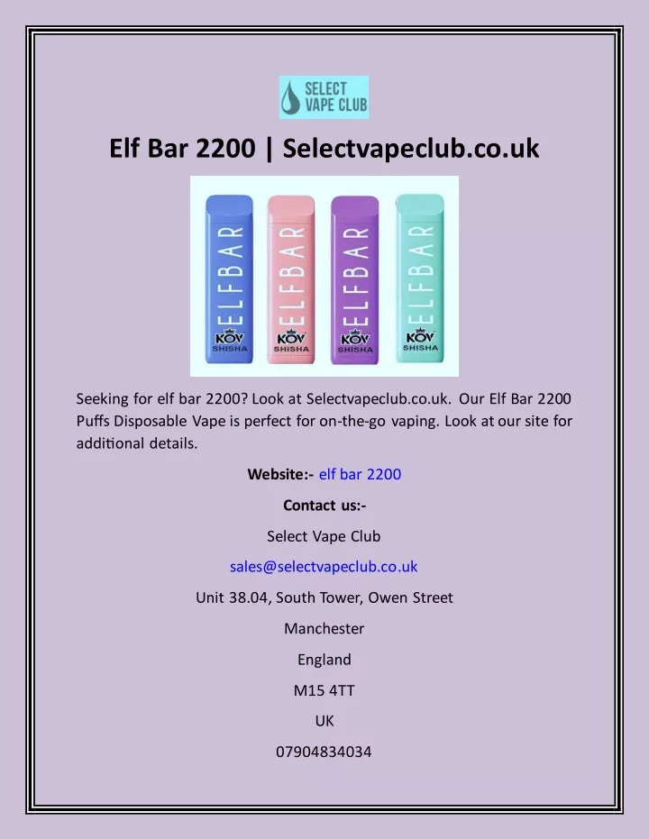 elf bar 2200 selectvapeclub co uk