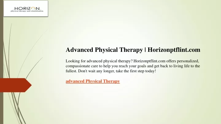 advanced physical therapy horizonptflint