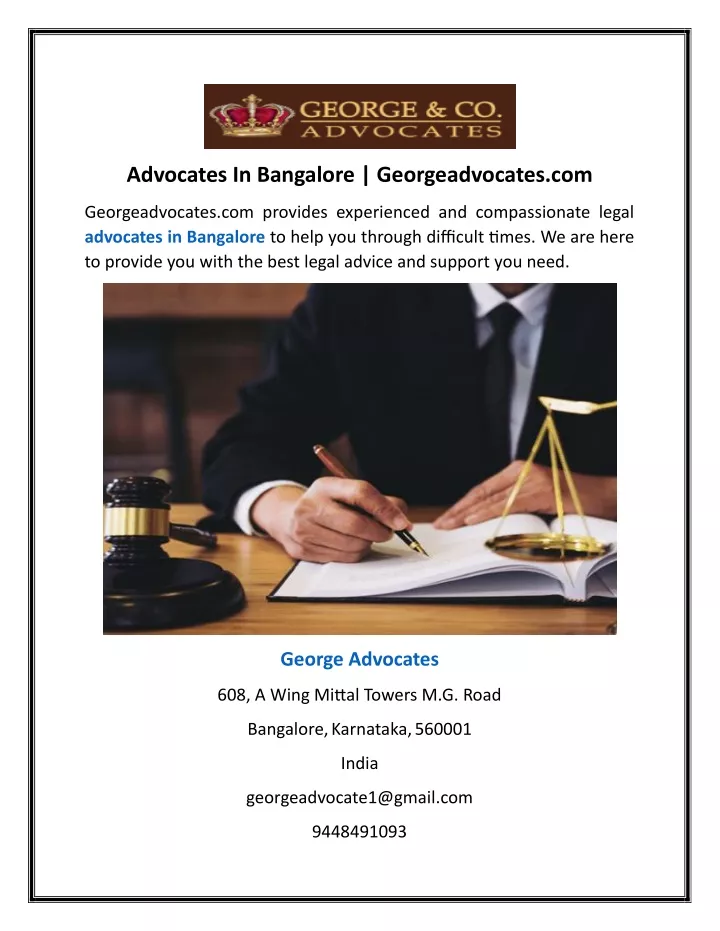 advocates in bangalore georgeadvocates com