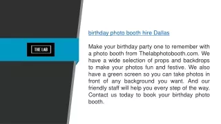 Birthday Photo Booth Hire Dallas  Thelabphotobooth.com