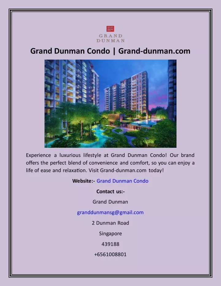 grand dunman condo grand dunman com