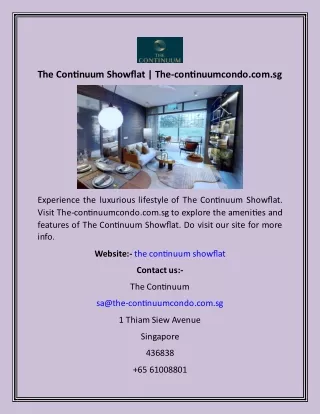 the continuum showflat the continuumcondo com sg