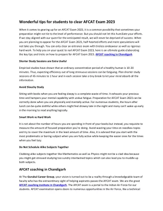 wonderful tips for students to clear afcat exam