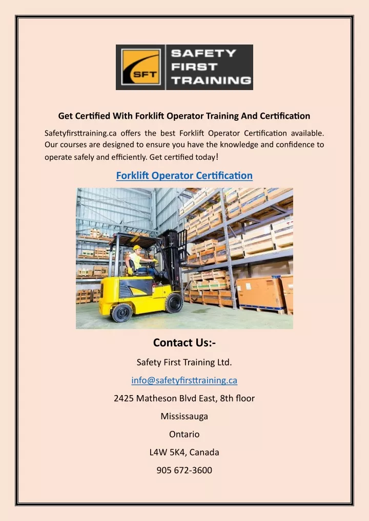 get certified with forklift operator training