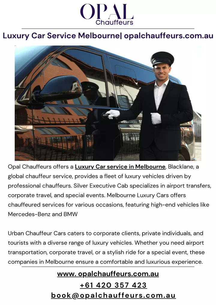 luxury car service melbourne opalchauffeurs com au