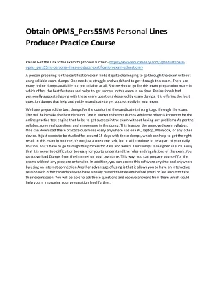 obtain opms pers55ms personal lines producer
