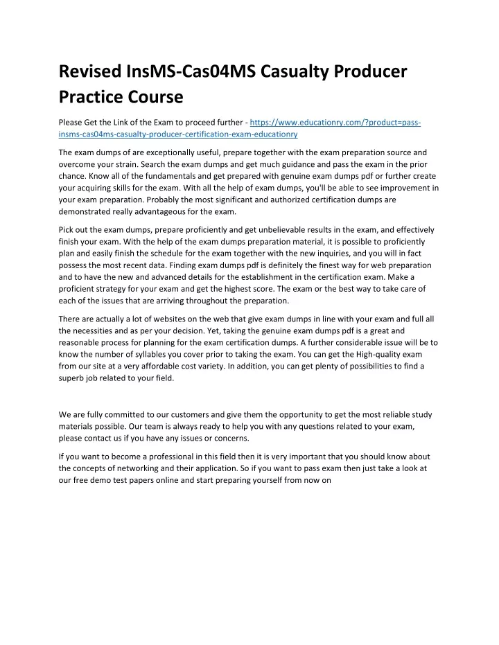 revised insms cas04ms casualty producer practice