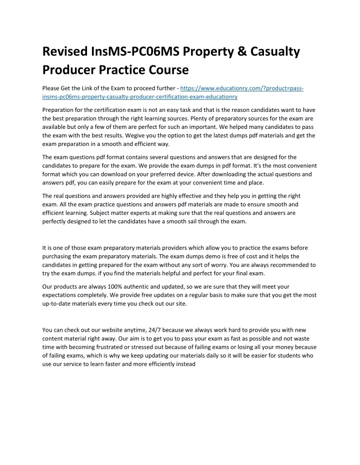 revised insms pc06ms property casualty producer