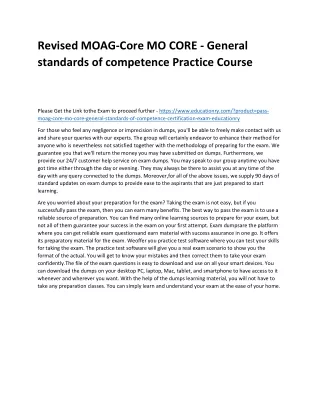 revised moag core mo core general standards