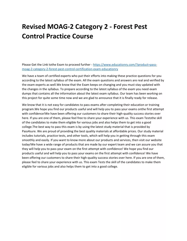 revised moag 2 category 2 forest pest control