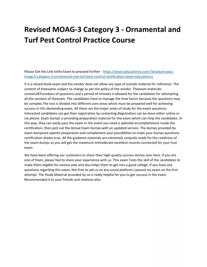 revised moag 3 category 3 ornamental and turf