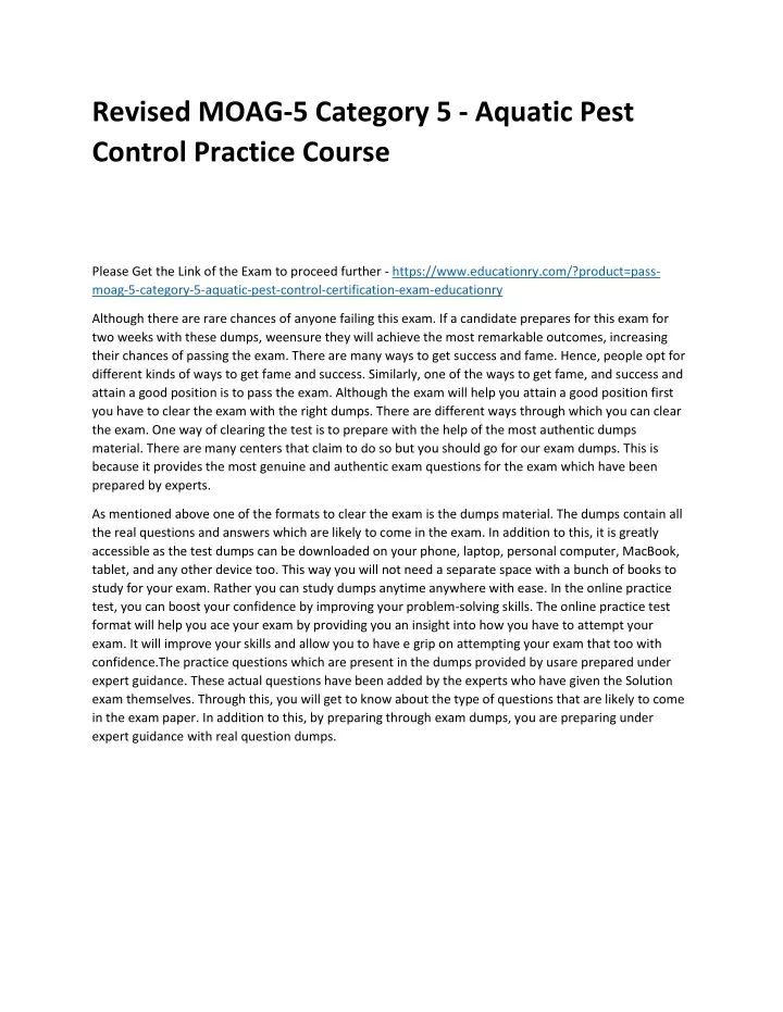 revised moag 5 category 5 aquatic pest control