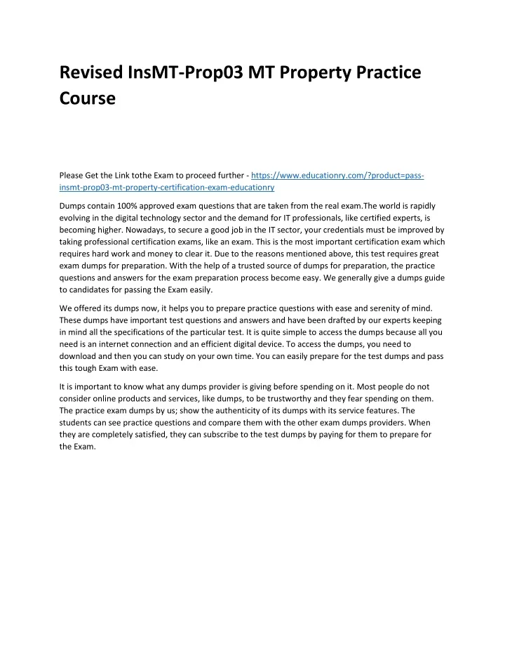 revised insmt prop03 mt property practice course