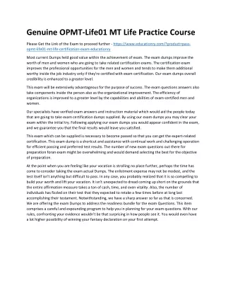 genuine opmt life01 mt life practice course