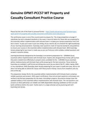genuine opmt pcc57 mt property and casualty