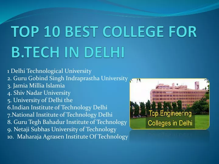 top 10 best college for b tech in delhi