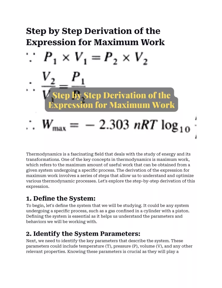 step by step derivation of the expression