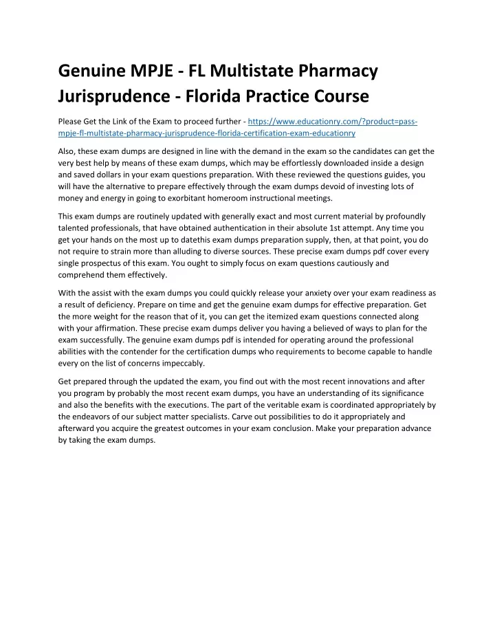 genuine mpje fl multistate pharmacy jurisprudence