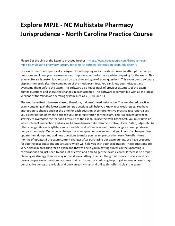 explore mpje nc multistate pharmacy jurisprudence