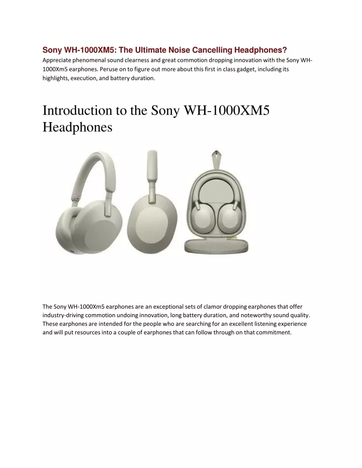 introduction to the sony wh 1000xm5 headphones