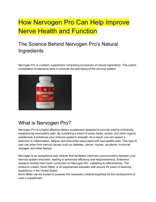 How Nervogen Pro Can Help Improve Nerve Health and Function
